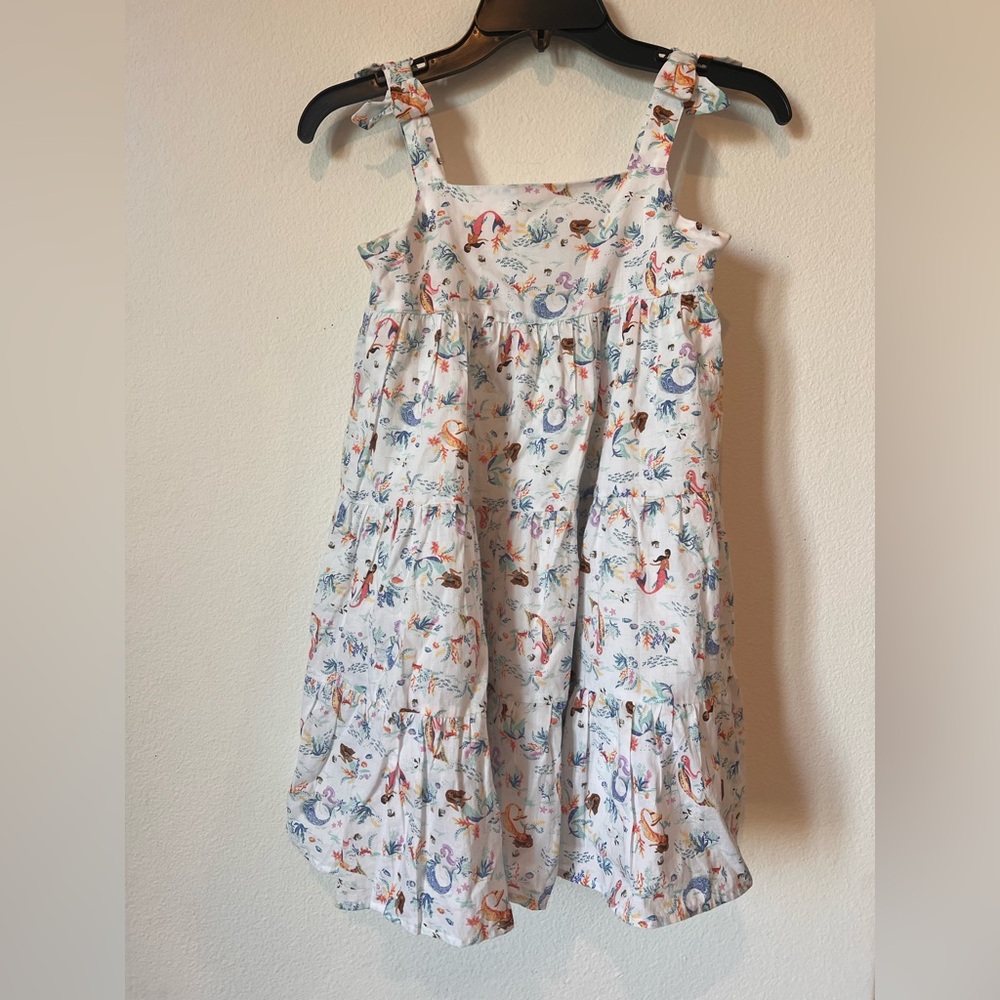 Janie & Jack x Disney Little Mermaid Print Sleeveless Bow Dress 8